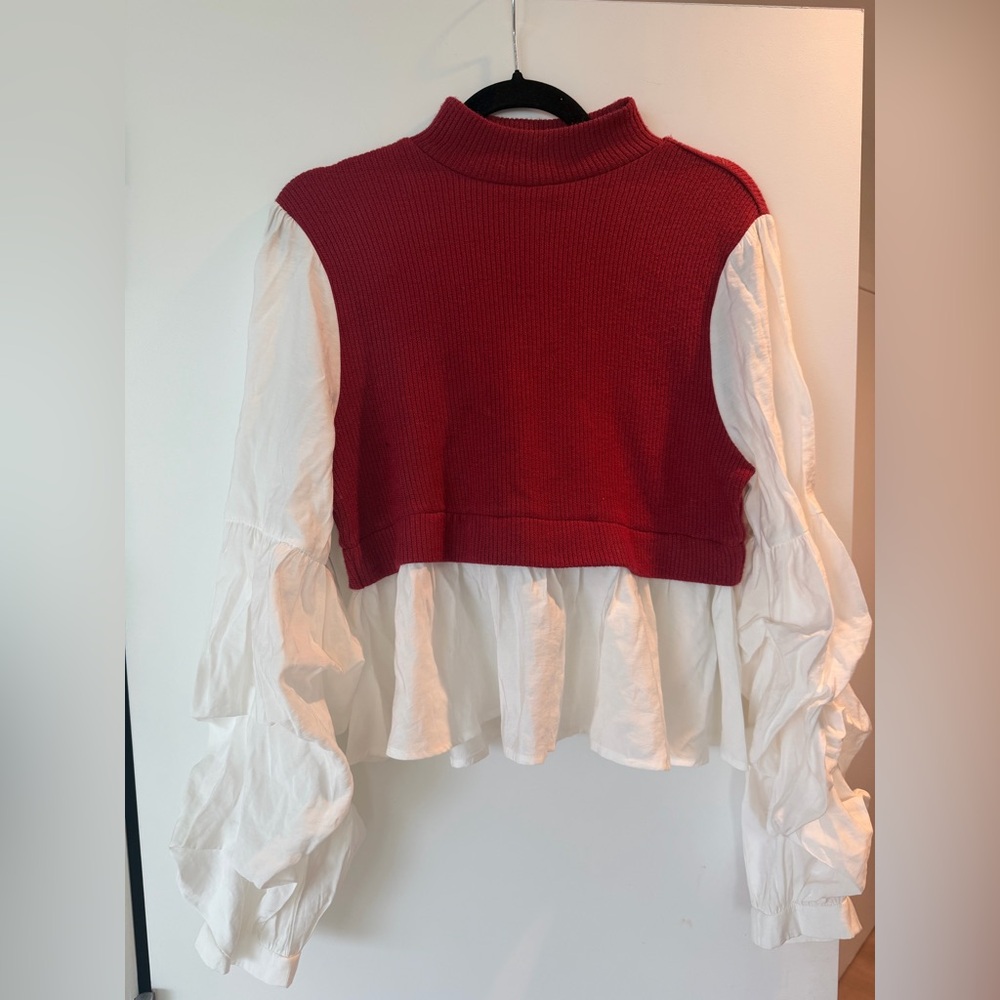NWT Anthropologie Sweater top in Wine, size L